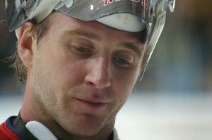 Evgeni Nabokov of SKA during Atlant - SKA game in the KHL (c) thorkhild