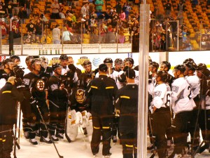Everyone is sure to look interested because Coach is speaking, except Tuukka, because he's Tuukka ****ing Rask, and don't you forget it.